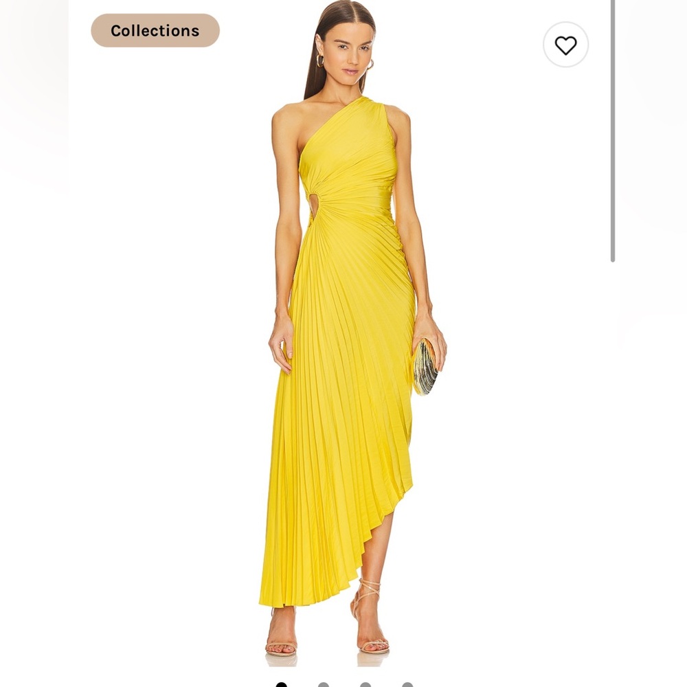 A.L.C. ALC Delfina Pleated One Shoulder Dress Yellow Sole size 4